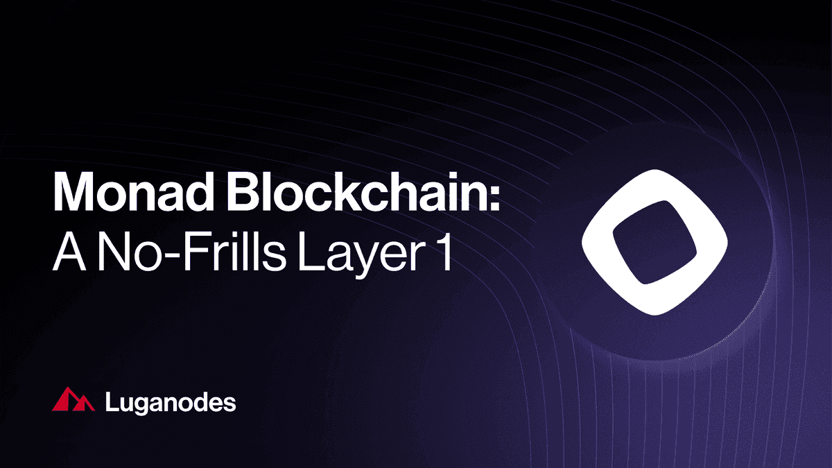 Monad blockchain visual illustrating high throughput, low latency, and fast transaction finality for enterprise scalability