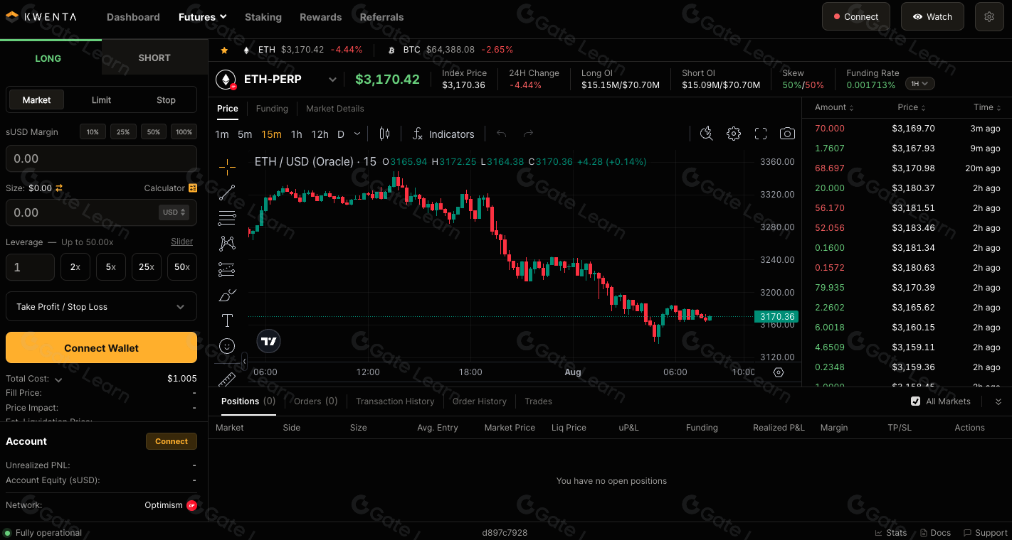 Synthetix derivatives trading interface